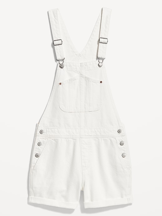 Image number 4 showing, Slouchy Straight Non-Stretch White Jean Shortalls -- 3.5-inch inseam