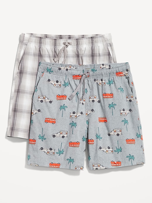 View large product image 1 of 3. Cotton Poplin Pajama Shorts 2-Pack --7-inch inseam