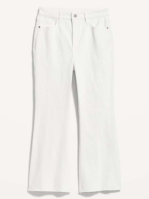 Image number 4 showing, Higher High-Waisted White Cropped Cut-Off Flare Jeans