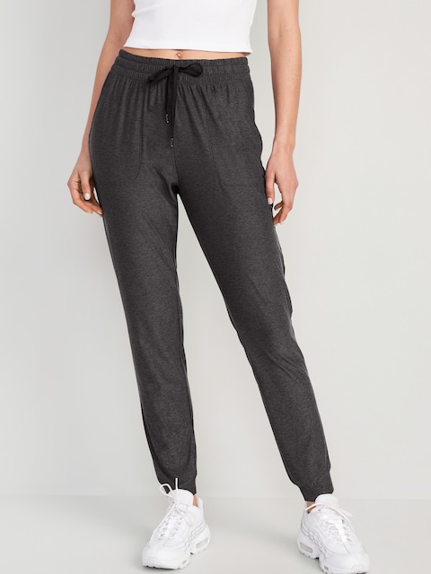 High-Waisted CloudMotion Ankle Jogger Pants - Black Jack