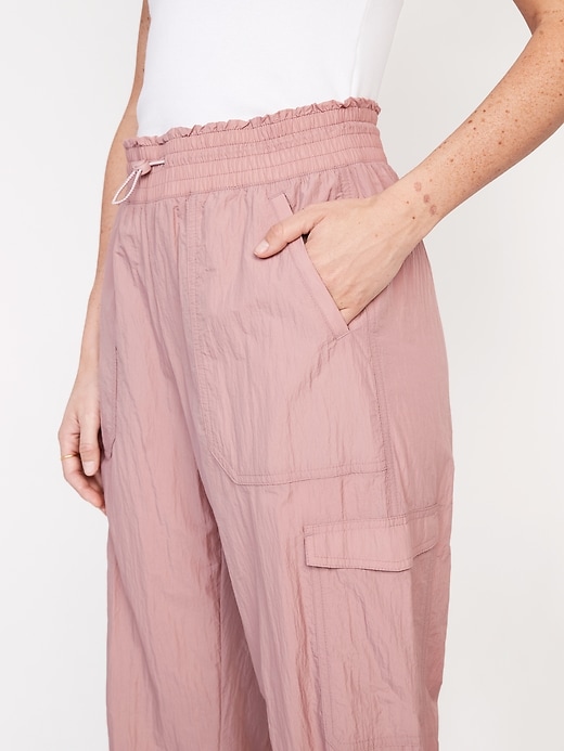 Image number 4 showing, High-Waisted Parachute Cargo Jogger Ankle Pants