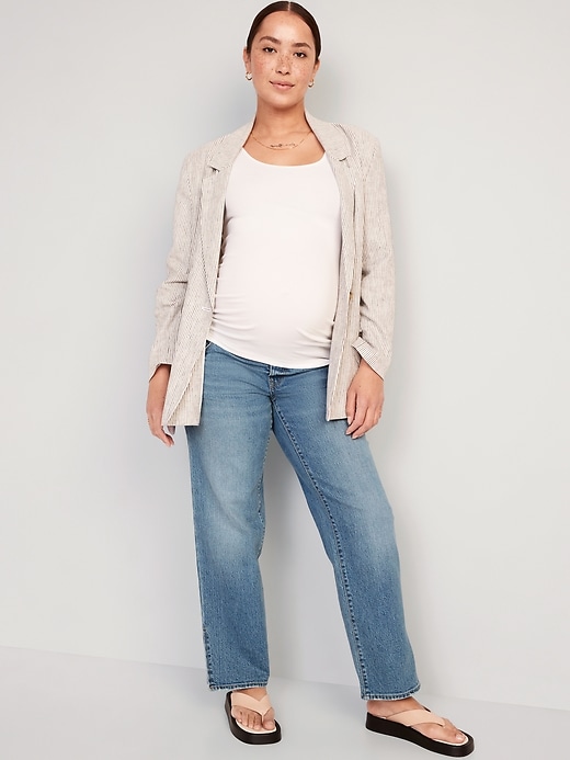 Image number 3 showing, Maternity Front-Low Panel OG Loose Side-Split Jeans