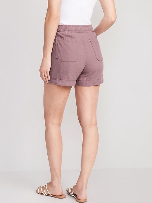 Image number 2 showing, High-Waisted Linen-Blend Utility Shorts -- 3.5-inch inseam