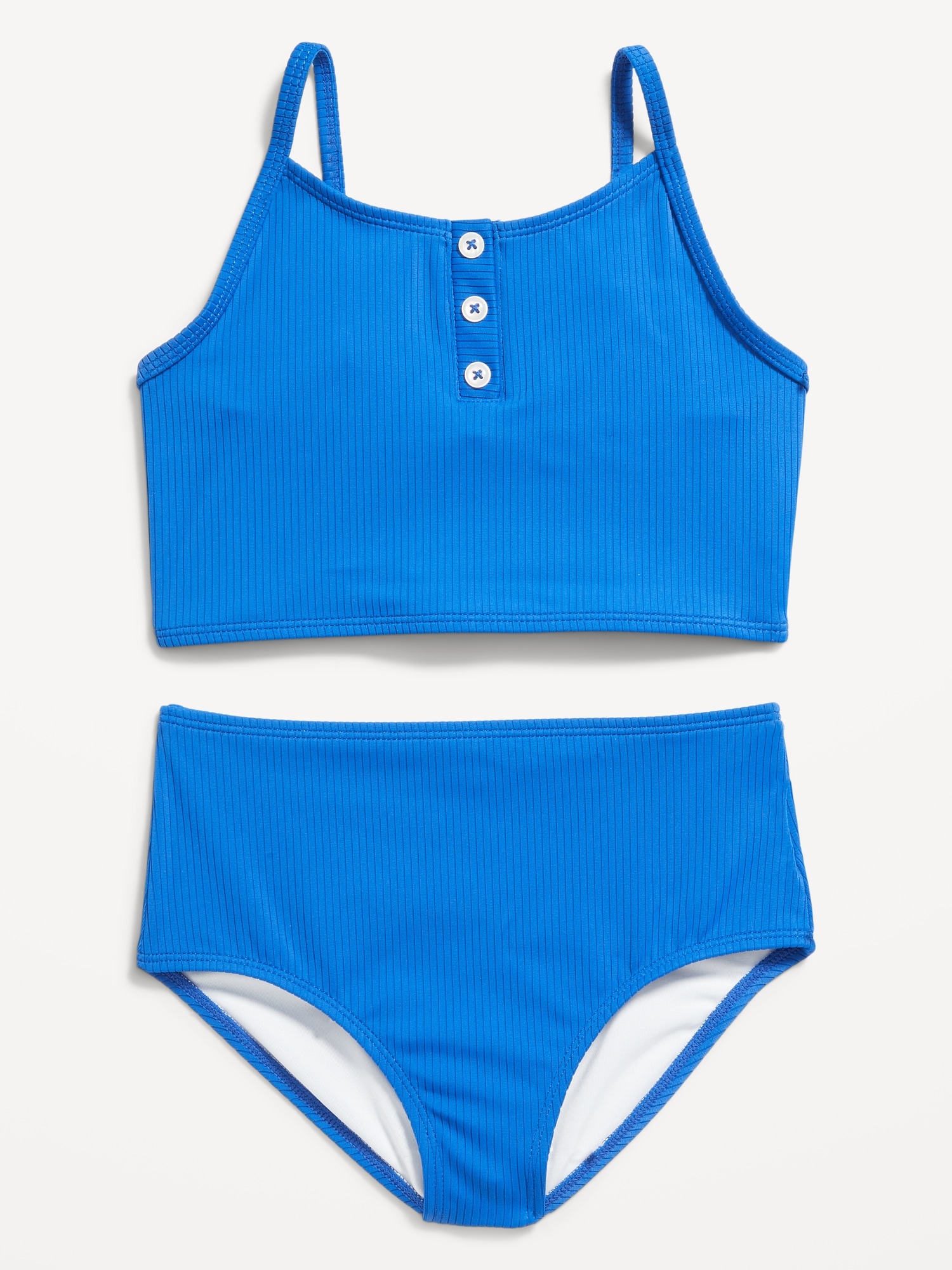 Old Navy Rib-Knit Henley Tankini Swim Set for Girls blue. 1