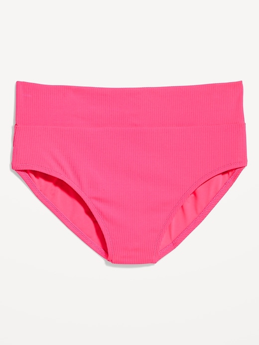 Image number 4 showing, High-Waisted Banded Rib-Knit Bikini Swim Bottoms