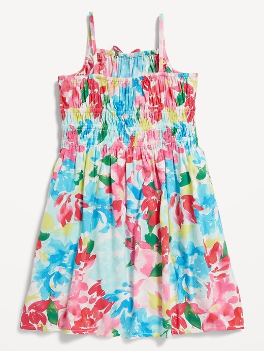 View large product image 2 of 3. Sleeveless Tie-Front Smocked Floral Dress for Toddler Girls