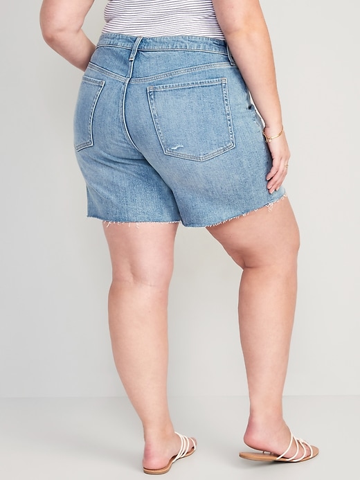 Image number 8 showing, Mid-Rise OG Loose Ripped Cut-Off Jean Shorts -- 7-inch inseam