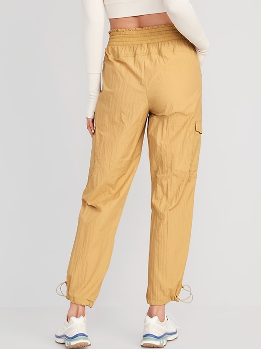 Image number 2 showing, High-Waisted Parachute Cargo Jogger Ankle Pants