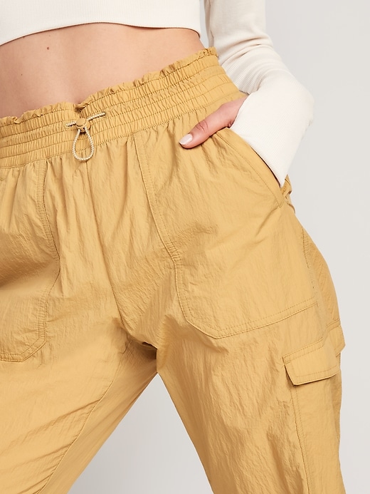 Image number 4 showing, High-Waisted Parachute Cargo Jogger Ankle Pants