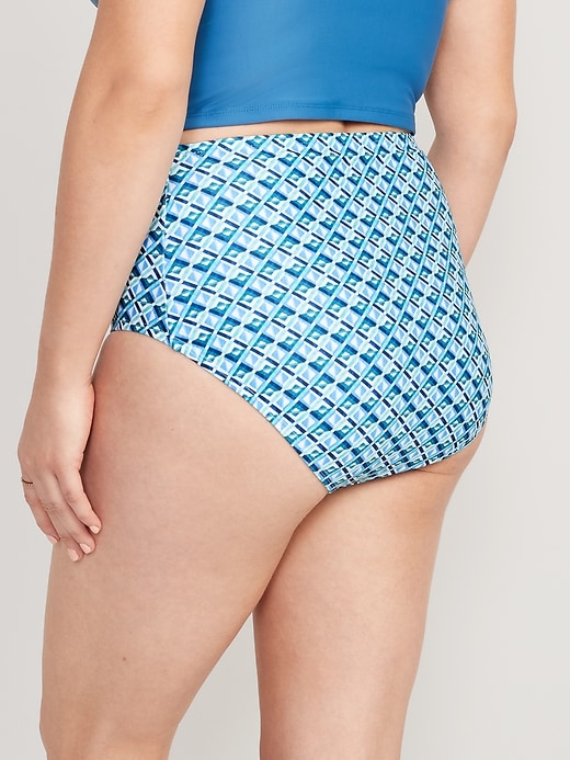 Image number 4 showing, High-Waisted Printed Ruched Bikini Swim Bottoms
