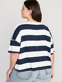Luxe Oversized Striped Cropped T-Shirt for Women | Old Navy