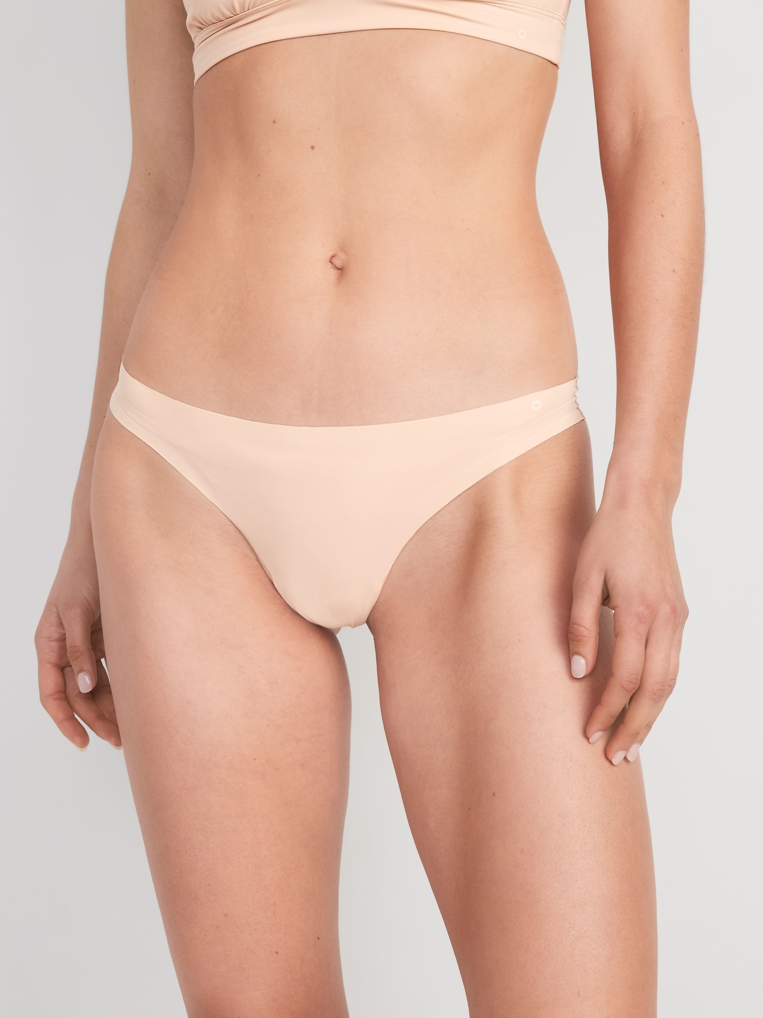 Old Navy Low-Rise Soft-Knit No-Show Thong Underwear beige. 1