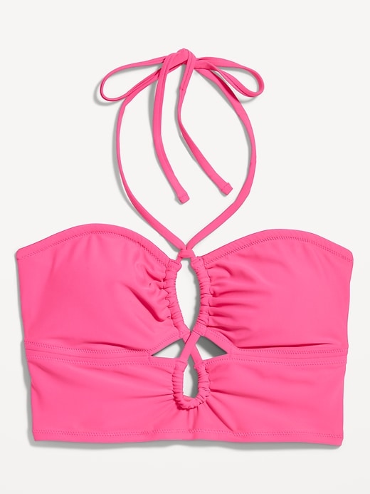 Cropped Cutout Halter Longline Bikini Swim Top