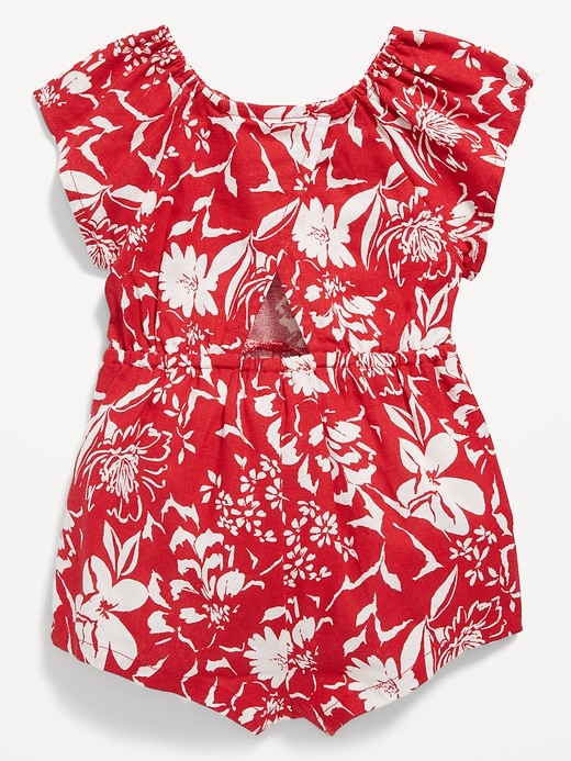 View large product image 2 of 3. Matching Printed Flutter-Sleeve Romper for Baby