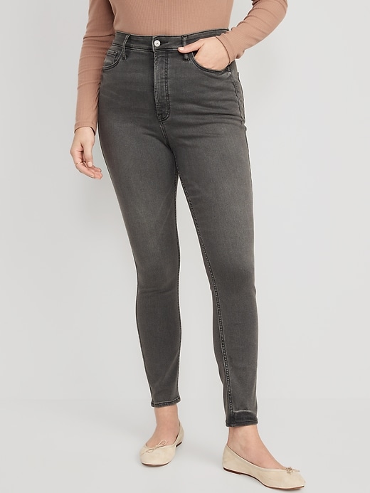 Image number 4 showing, Higher High-Waisted Rockstar 360° Stretch Gray-Wash Super Skinny Jeans