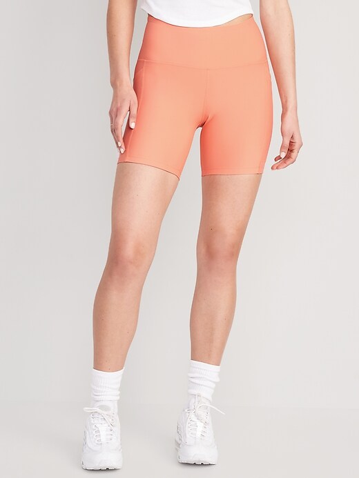 Image number 1 showing, High-Waisted PowerSoft Biker Shorts -- 6-inch inseam