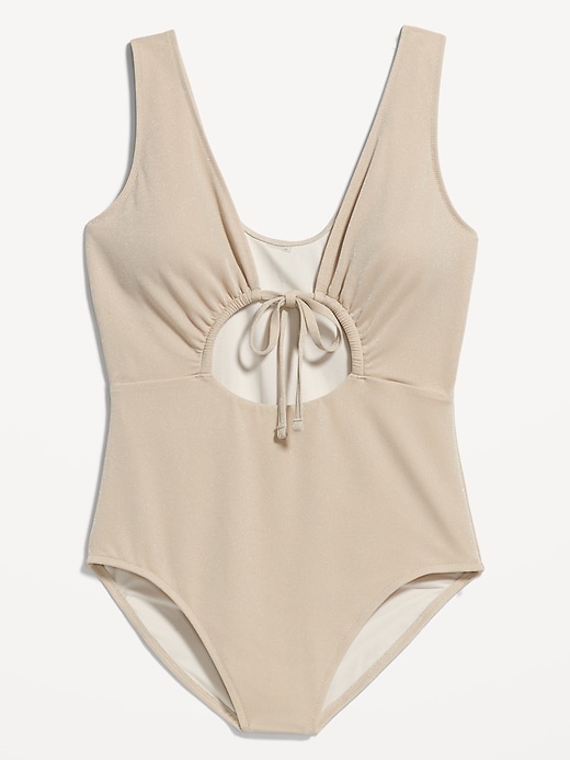 Image number 4 showing, Cutout-Front Metallic Shine One-Piece Swimsuit