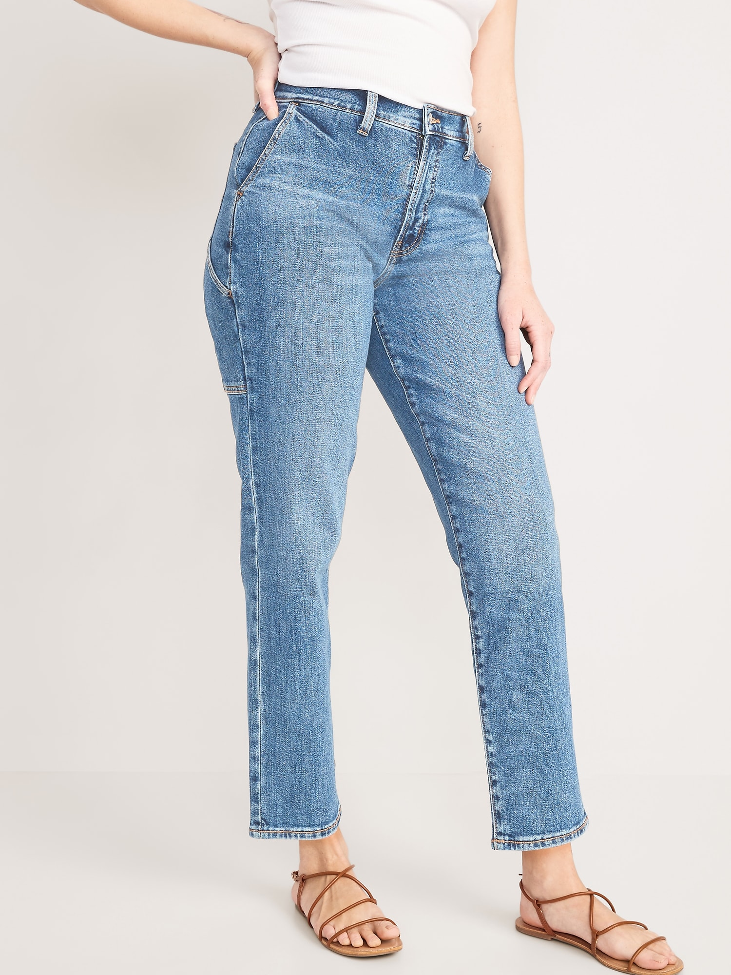 Curvy Extra High-Waisted Sky-Hi Straight Workwear Jeans