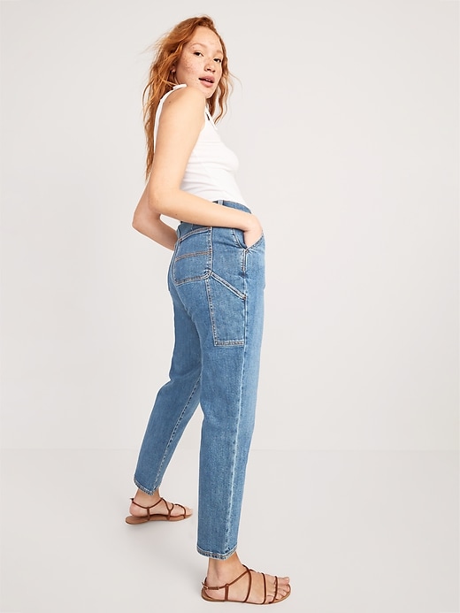 Image number 3 showing, Curvy Extra High-Waisted Sky-Hi Straight Workwear Jeans