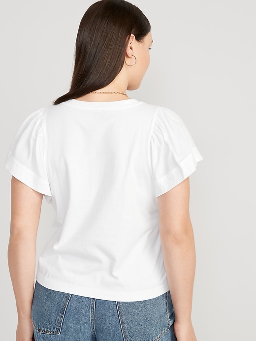 Image number 6 showing, Flutter-Sleeve Paneled T-Shirt
