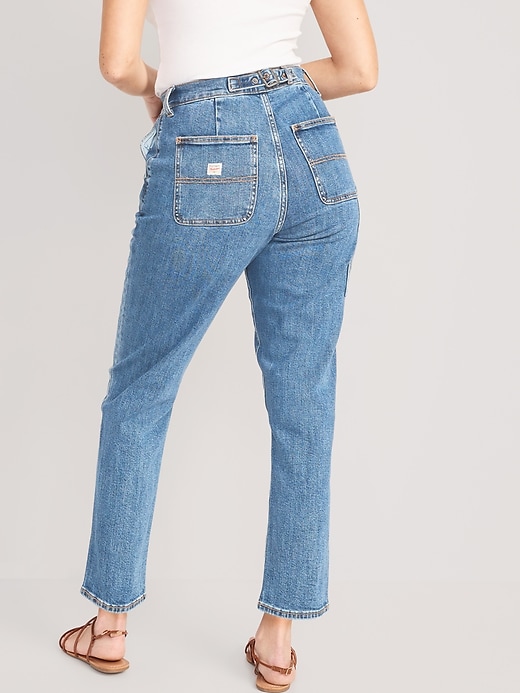 Image number 2 showing, Curvy Extra High-Waisted Sky-Hi Straight Workwear Jeans