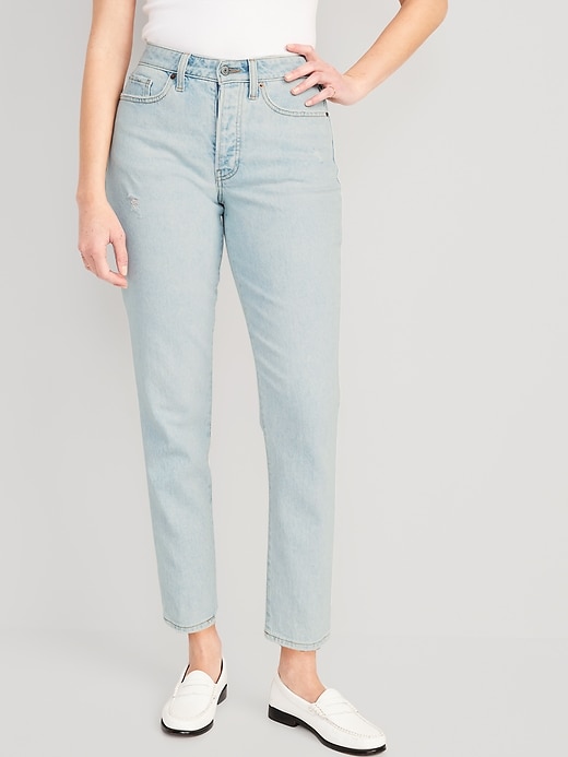 Image number 1 showing, Curvy High-Waisted Button-Fly OG Straight Ankle Jeans