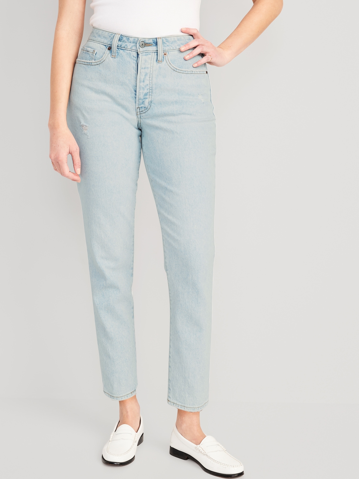 High-Waisted Button-Fly OG Ankle Jeans for Women | Navy