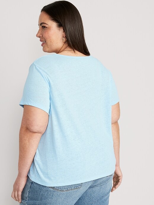 Image number 8 showing, Linen-Blend V-Neck Henley T-Shirt