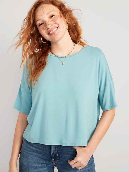 Old Navy Women's Luxe Oversized Striped Cropped T-Shirt - - Plus Size 3X