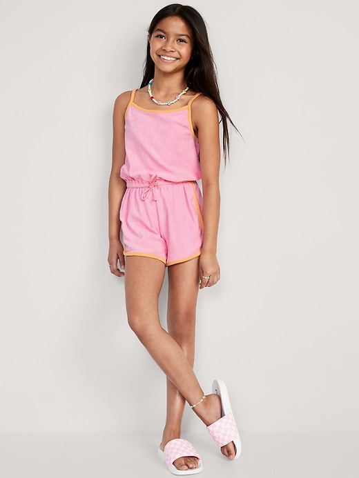 View large product image 1 of 3. Sleeveless Loop-Terry Cinched-Waist Romper for Girls
