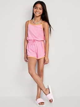 Sleeveless Loop-Terry Cinched-Waist Romper for Girls | Old Navy