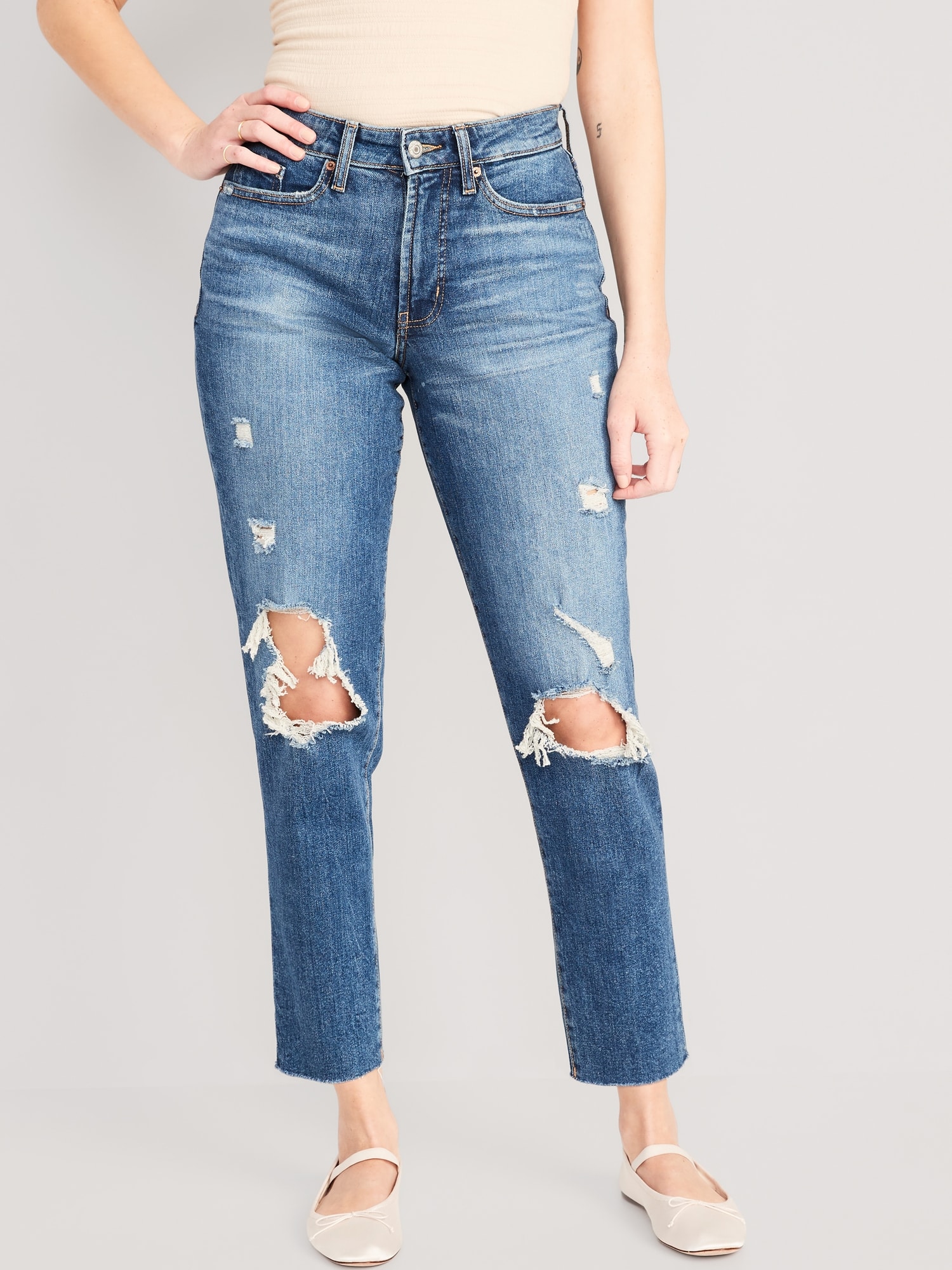 Oldnavy Curvy High-Waisted OG Straight Ankle Jeans for Women