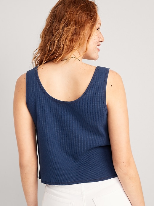 Image number 2 showing, Thermal-Knit Cropped Henley Tank Top