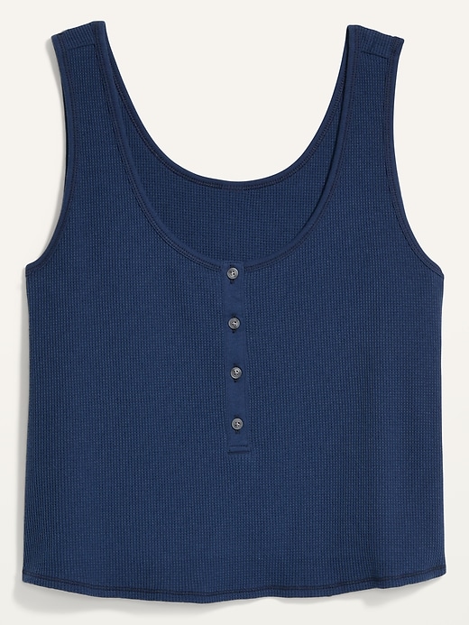 Image number 4 showing, Thermal-Knit Cropped Henley Tank Top