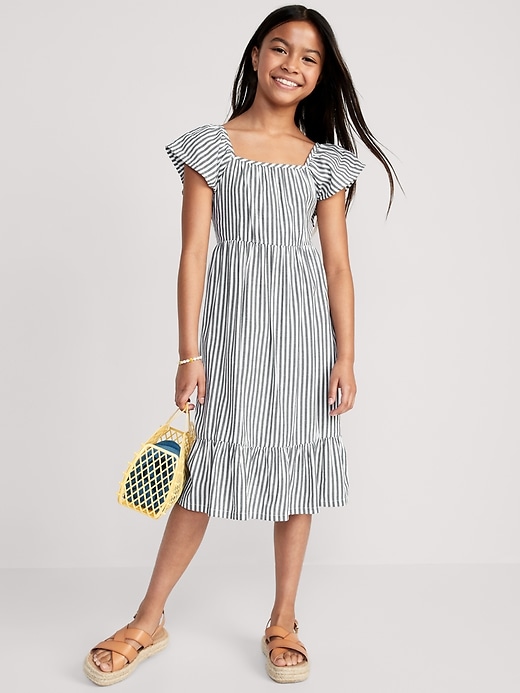 View large product image 1 of 3. Matching Flutter-Sleeve Fit & Flare Midi Dress for Girls