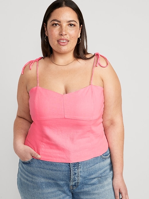 Image number 7 showing, Fitted Linen-Blend Crop Top