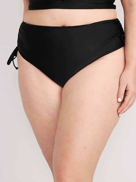 Image number 6 showing, High-Waisted Tie-Cinched Bikini Swim Bottoms