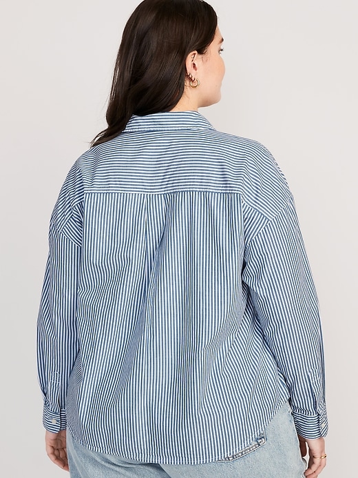 Image number 8 showing, Striped Cropped Utility Boyfriend Shirt
