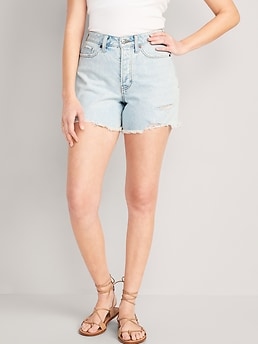 Curvy High-Waisted Button-Fly OG Straight Cut-Off Jean Shorts for