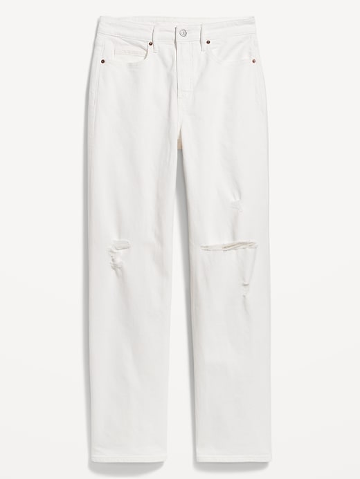 Image number 4 showing, Extra High-Waisted Wide Leg Cut-Off White Jeans