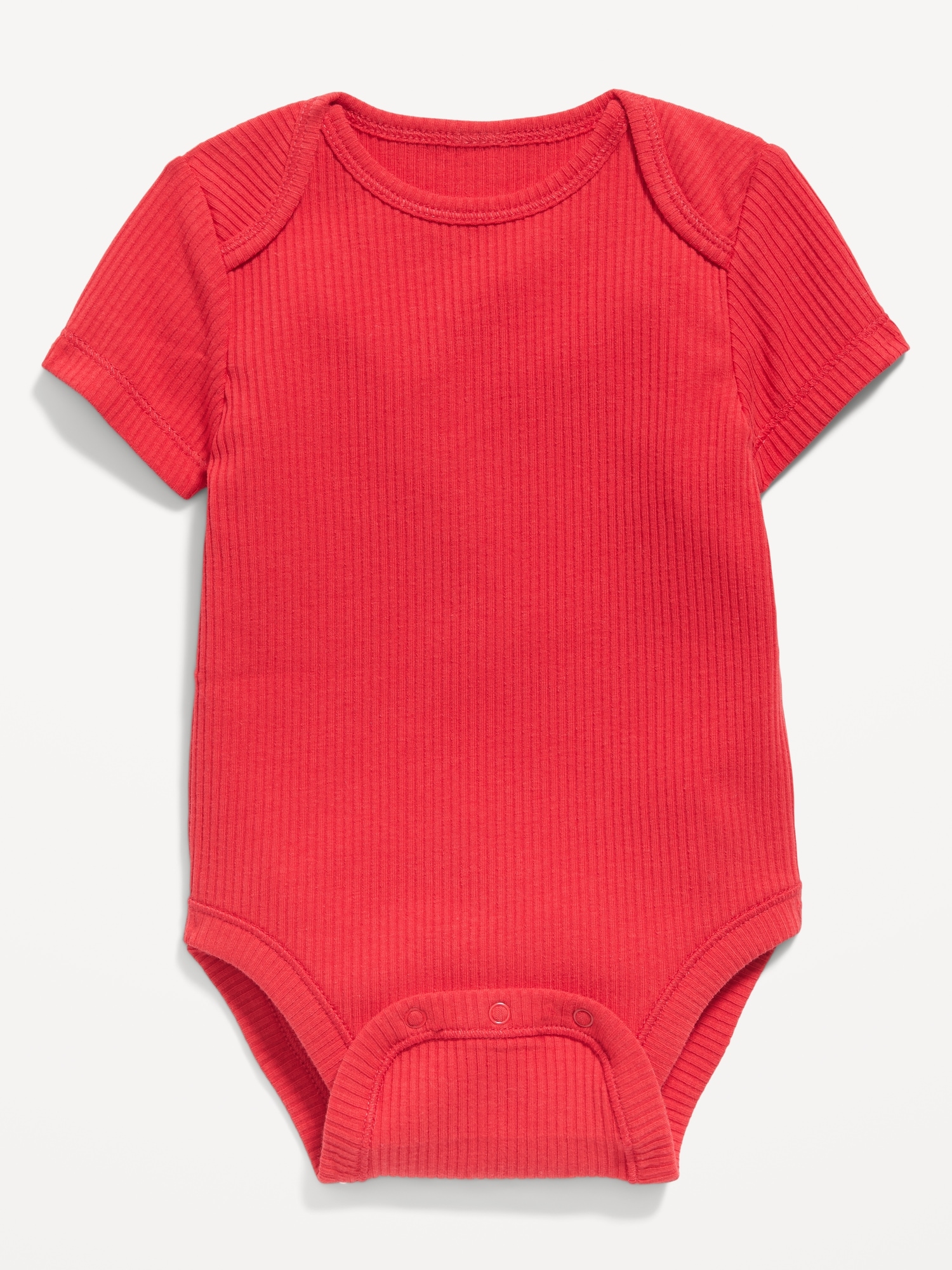 Old Navy Unisex Short-Sleeve Rib-Knit Bodysuit for Baby red. 1