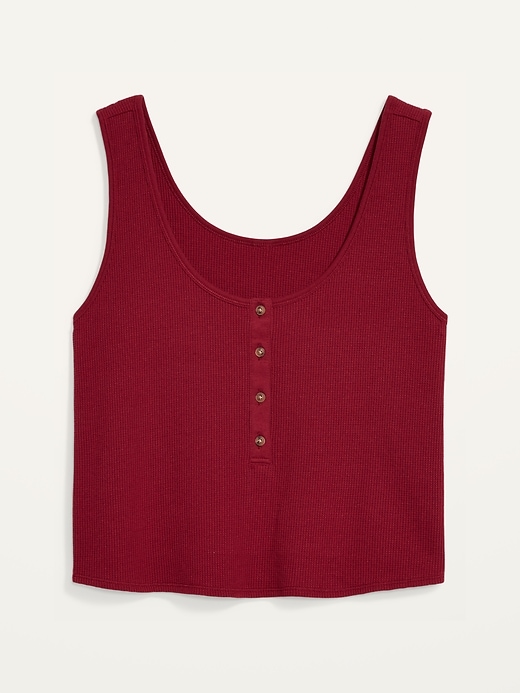 Image number 4 showing, Thermal-Knit Cropped Henley Tank Top
