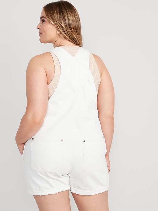 Image number 8 showing, Slouchy Straight Non-Stretch White Jean Shortalls -- 3.5-inch inseam