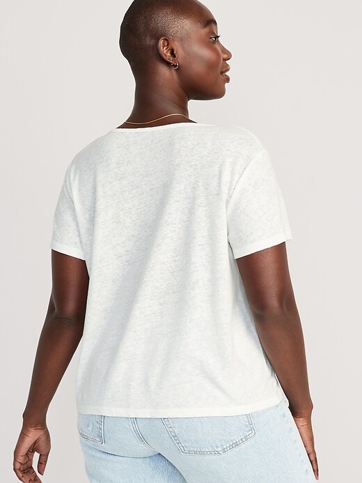 Image number 6 showing, Linen-Blend V-Neck Henley T-Shirt