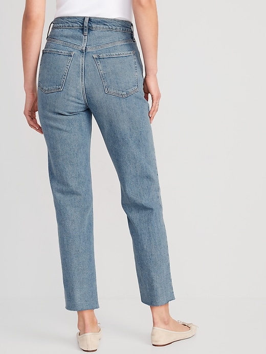Image number 2 showing, Extra High-Waisted Button-Fly Cut-Off Straight Jeans