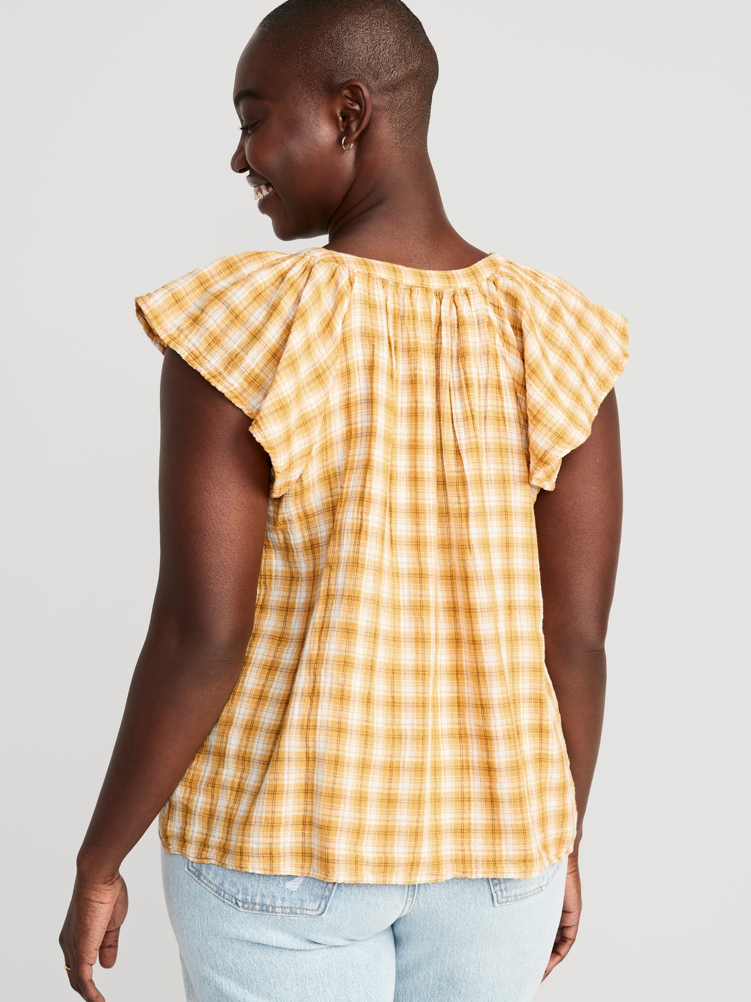 Yellow flutter sales sleeve top