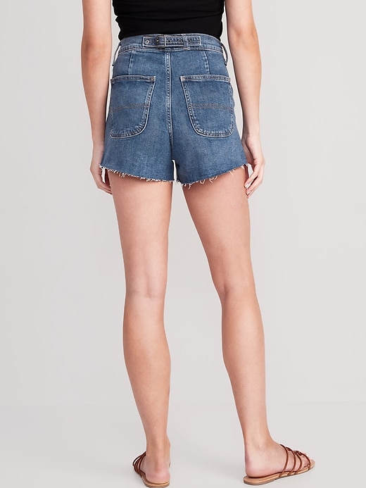 Image number 2 showing, Higher High-Waisted Cut-Off Jean Shorts -- 3-inch inseam