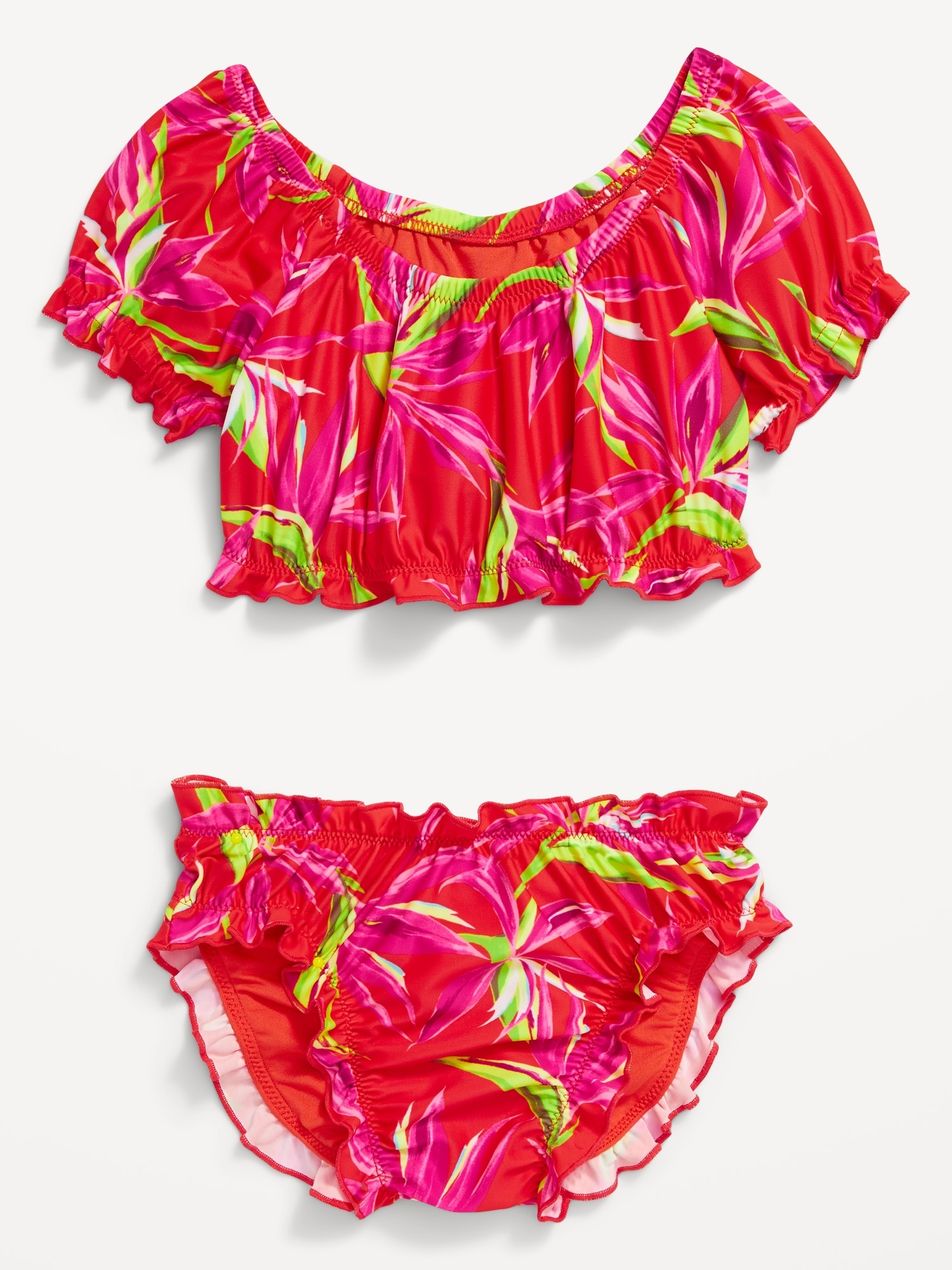 Puff-Sleeve Ruffle-Trim Tankini Bikini Swim Set for Baby | Old Navy