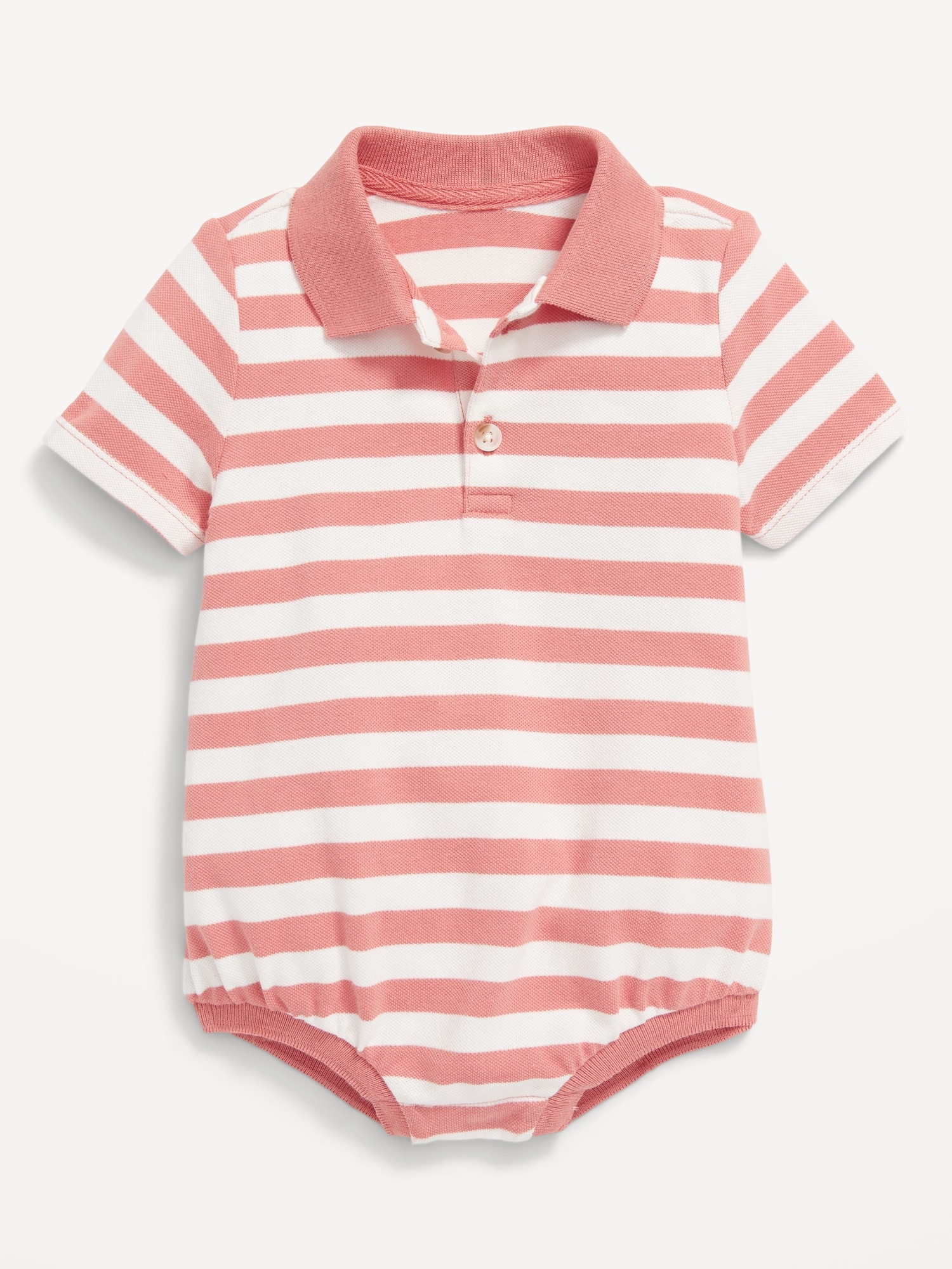 Old Navy Printed Short-Sleeve Polo Romper for Baby red. 1