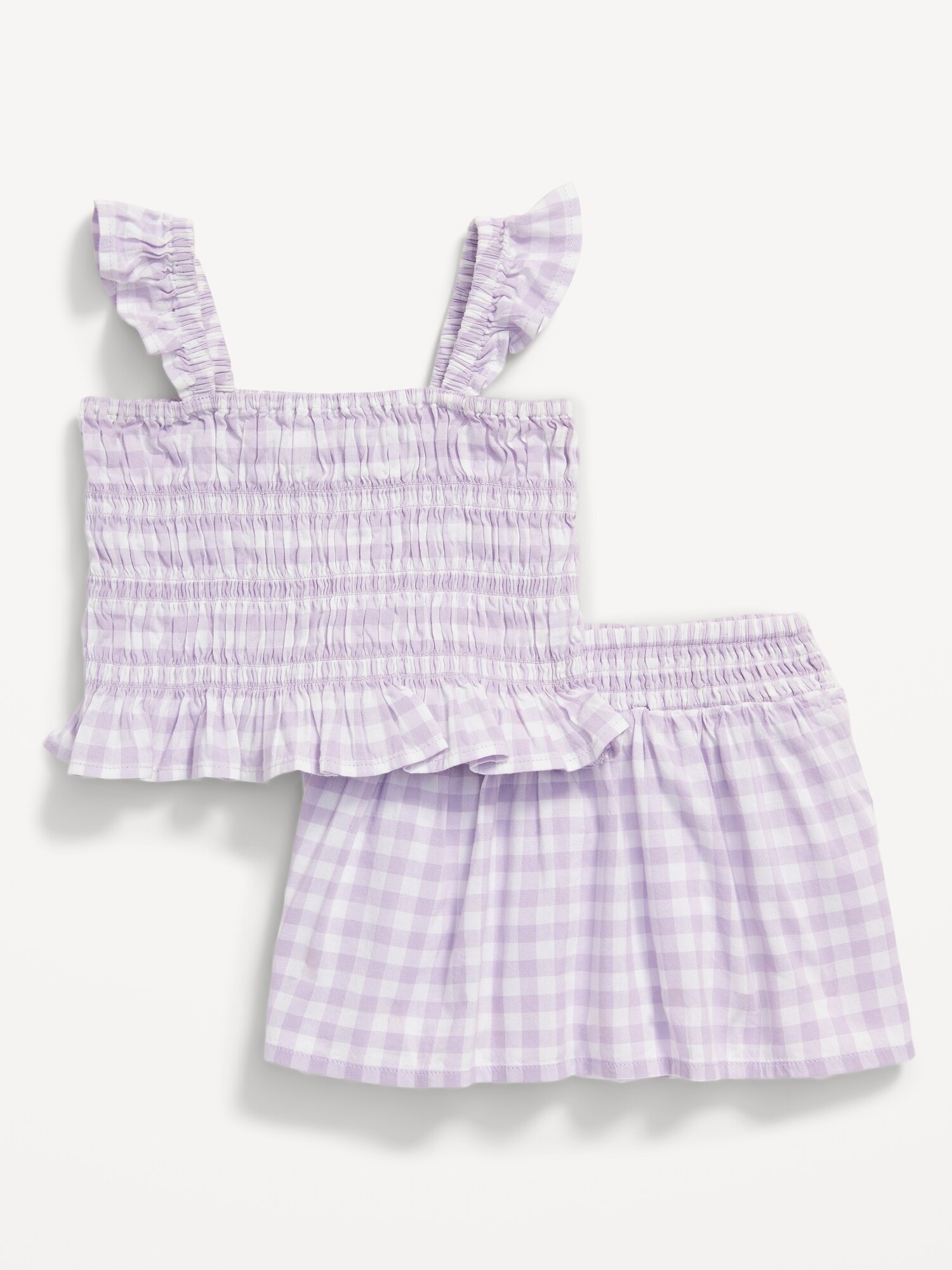 Old Navy Printed Sleeveless Smocked Top & Skirt Set for Baby purple. 1